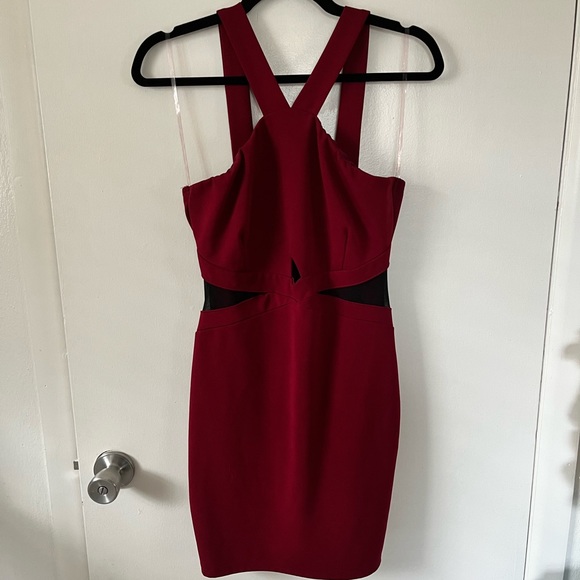 Charlotte Russe Dresses & Skirts - Charlotte Russe L Maroon Dress with Mesh Cut outs